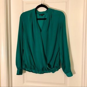 Emerald Green Wrap Front Blouse